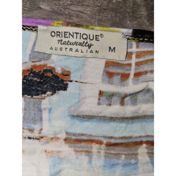 Orientique Naturally Art Deco Tunic Blouse Shirt Top Popover Scenery Womens M - Picture 2 of 12